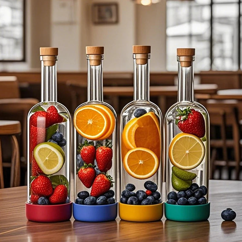 Bouteille 800 ml en verre soufflée à la main