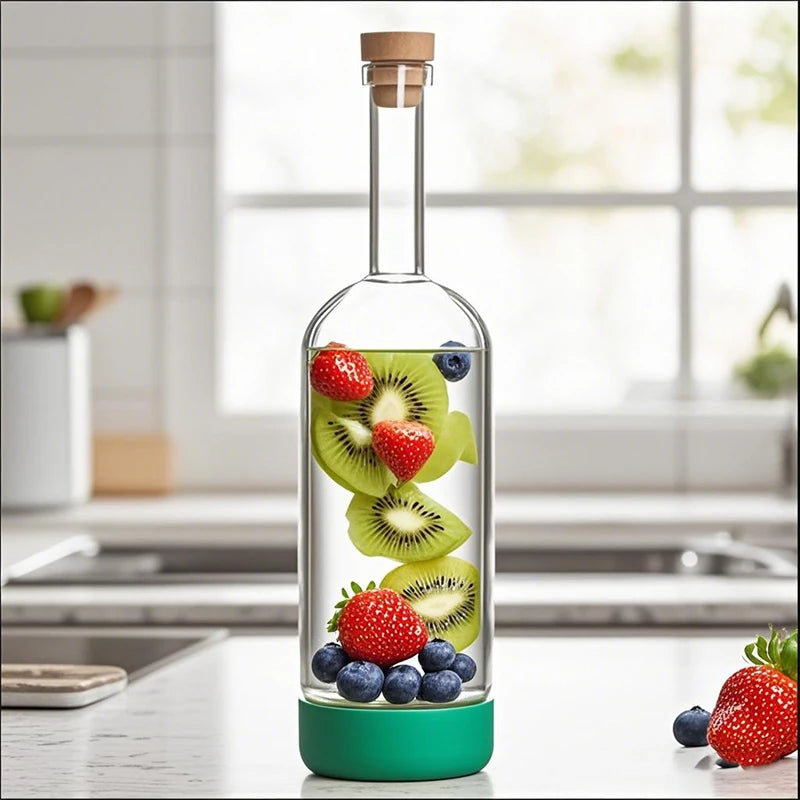 Bouteille 800 ml en verre soufflée à la main